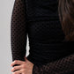Millie Sheer Sleeve Polka Dot Top In Black