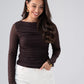Millie Sheer Sleeve Polka Dot Top In Coffee
