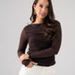Millie Sheer Sleeve Polka Dot Top In Coffee