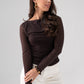 Millie Sheer Sleeve Polka Dot Top In Coffee
