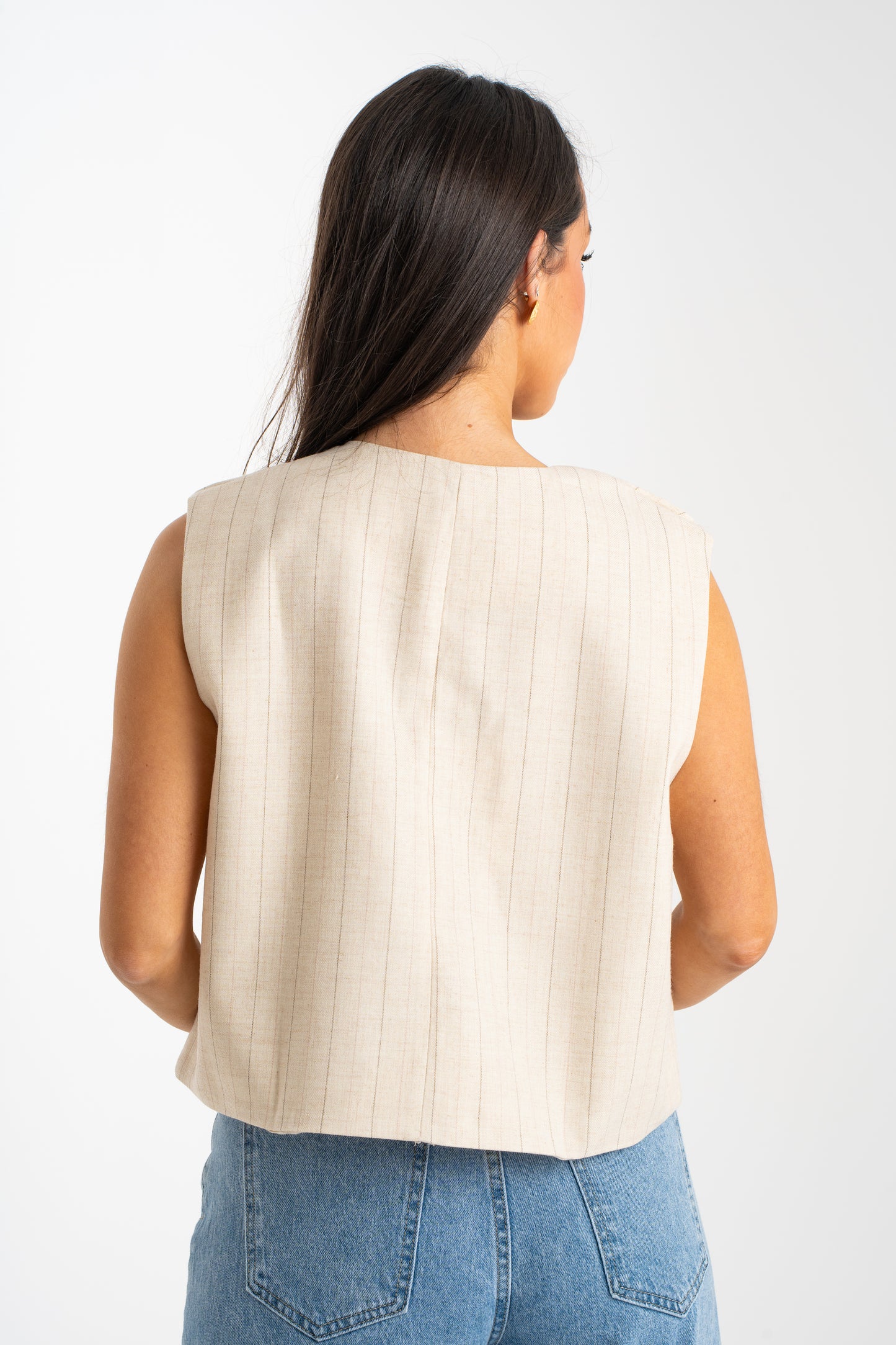 Millie Pinstripe Waistcoat In Neutral