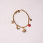 Olive Beaded Charm Bracelet In Gold