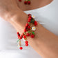 Olive Cherry Charm Bracelet In Red