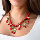 Olive Cherry Charm Necklace In Red