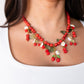 Olive Cherry Charm Necklace In Red