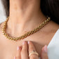 Olive Chunky Linked Necklace In Gold