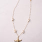 Olive Chunky Pearl Charm Necklace In Gold