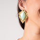 Olive Diamond Shape Pearl Earring In Green