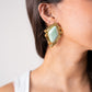 Olive Diamond Shape Pearl Earring In Green