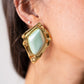 Olive Diamond Shape Pearl Earring In Green