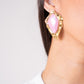 Olive Diamond Shape Pearl Earring In Pink