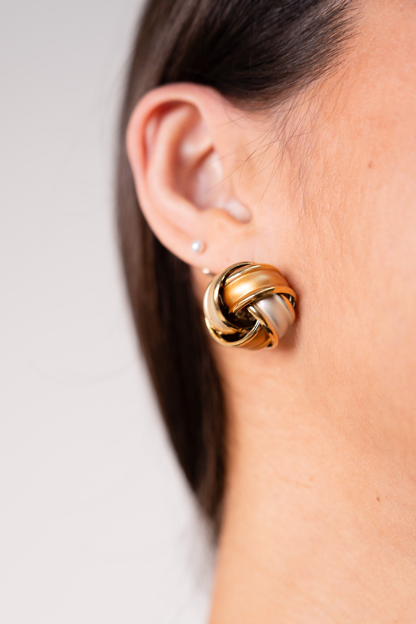 Olive Knot Earrings In Neutral