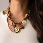 Olive Leopard Print Charm Necklace In Gold