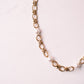 Olive Linked Necklace With Pearls In Gold