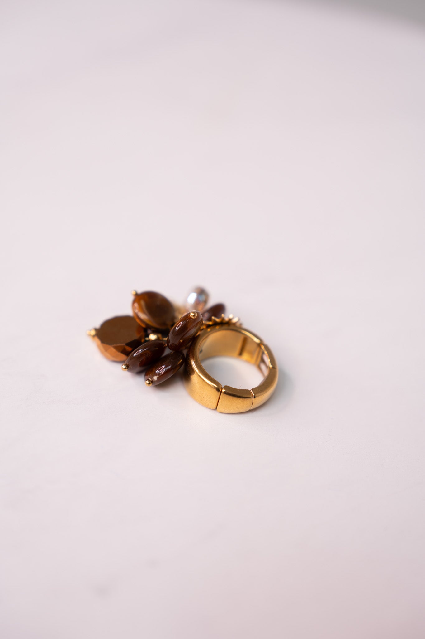 Olive Multi Beaded Ring In Brown