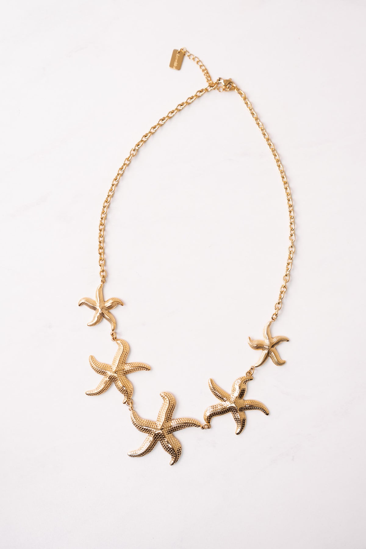 Olive Multi Starfish Necklace In Gold