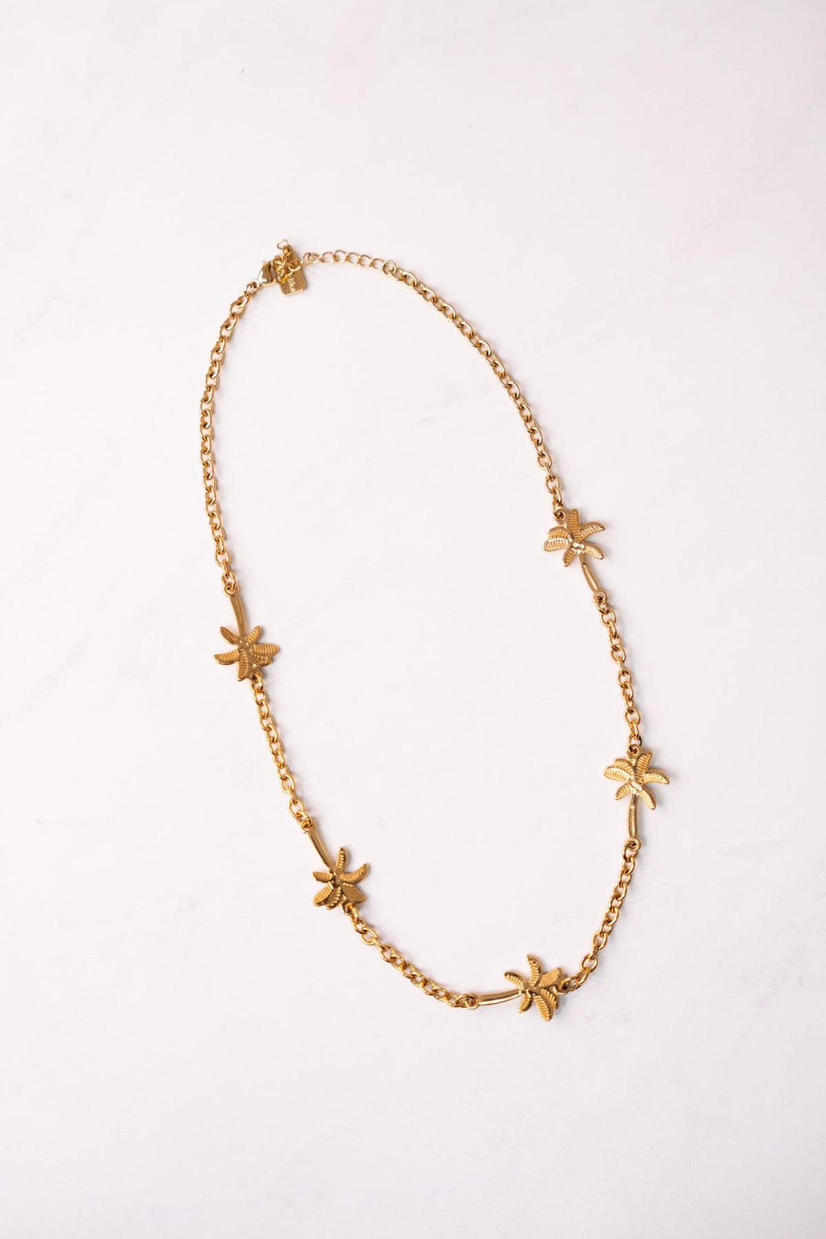Olive Palm Tree Necklace In Gold