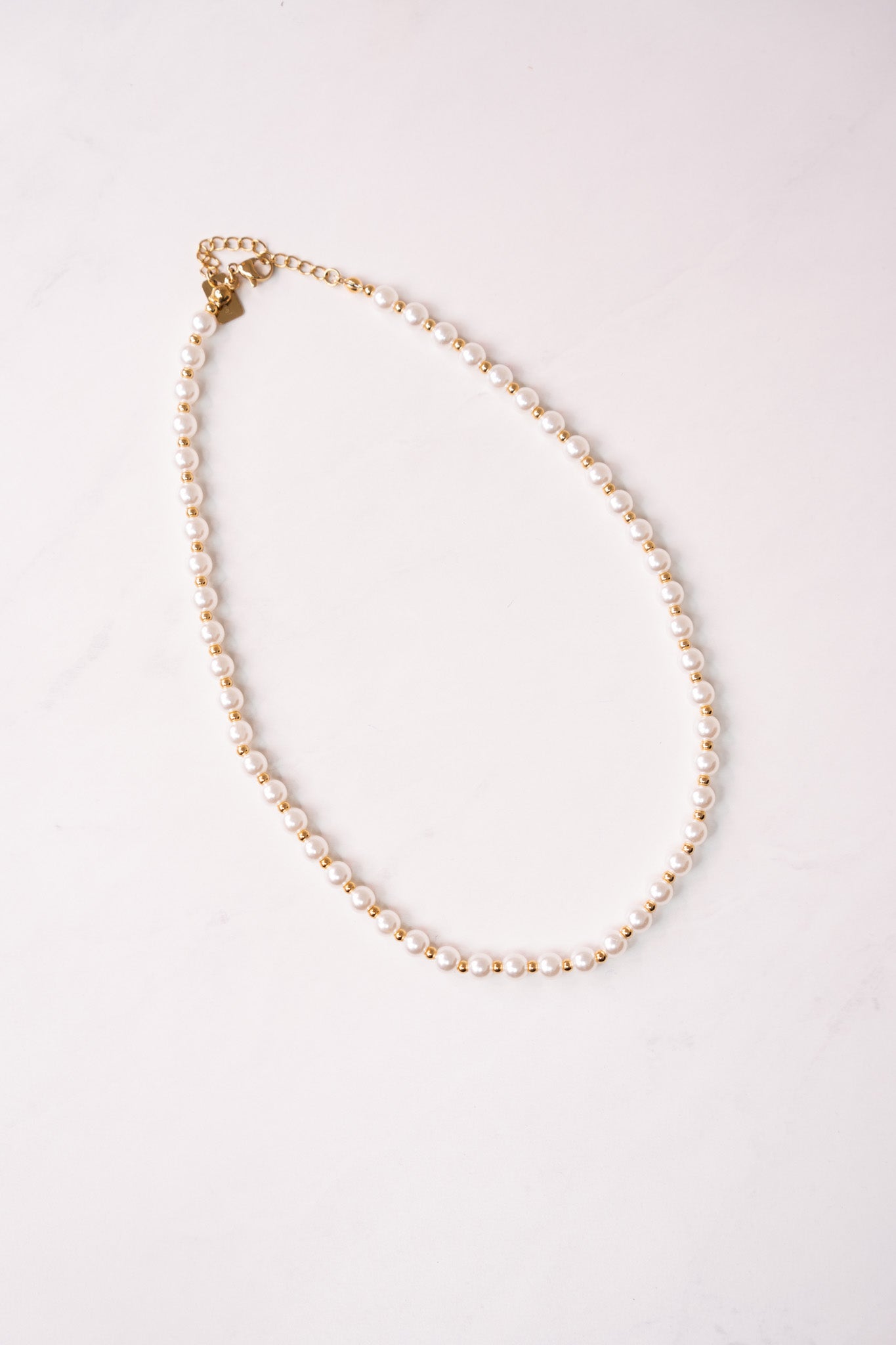 Olive Pearl Beaded Necklace In Gold