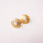 Olive Swirl Pearl Earrings In Gold