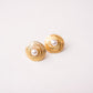 Olive Swirl Pearl Earrings In Gold