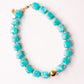 Olive Square Beaded Necklace In Turquoise
