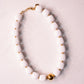 Olive Square Beaded Necklace In White