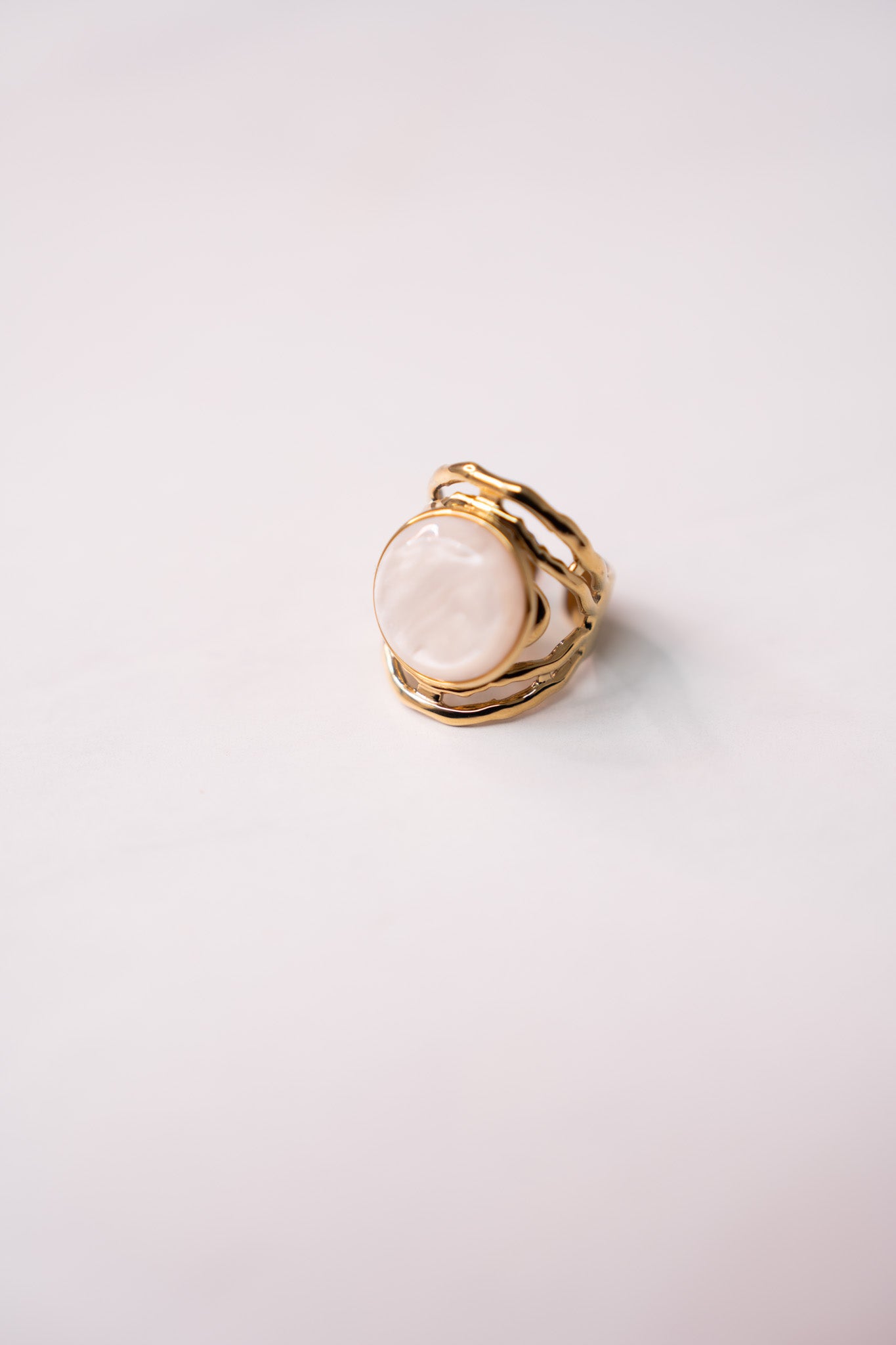 Olive White Stone Layered Ring In Gold
