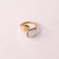 Olive Teardrop Stone Ring In White