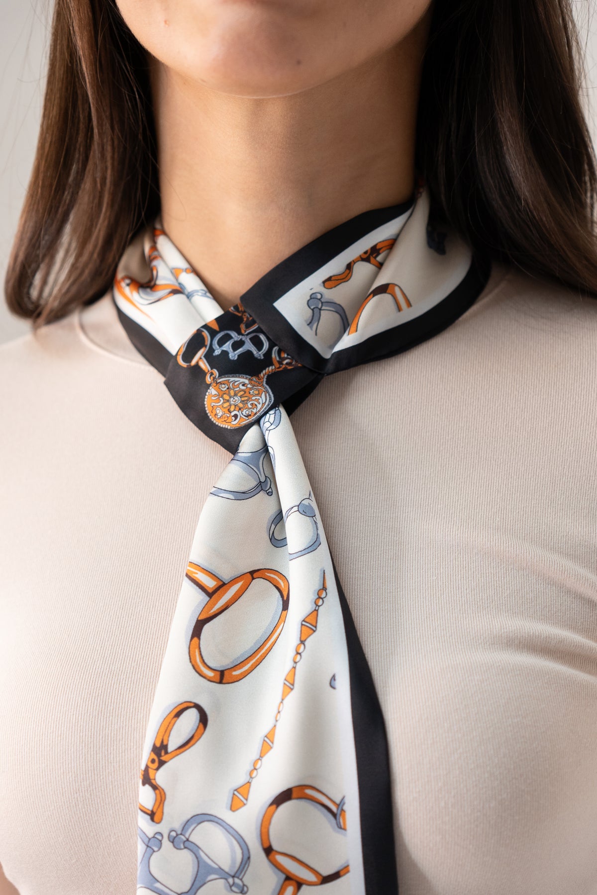 Orla Chain Print Neck Scarf In Black Mix