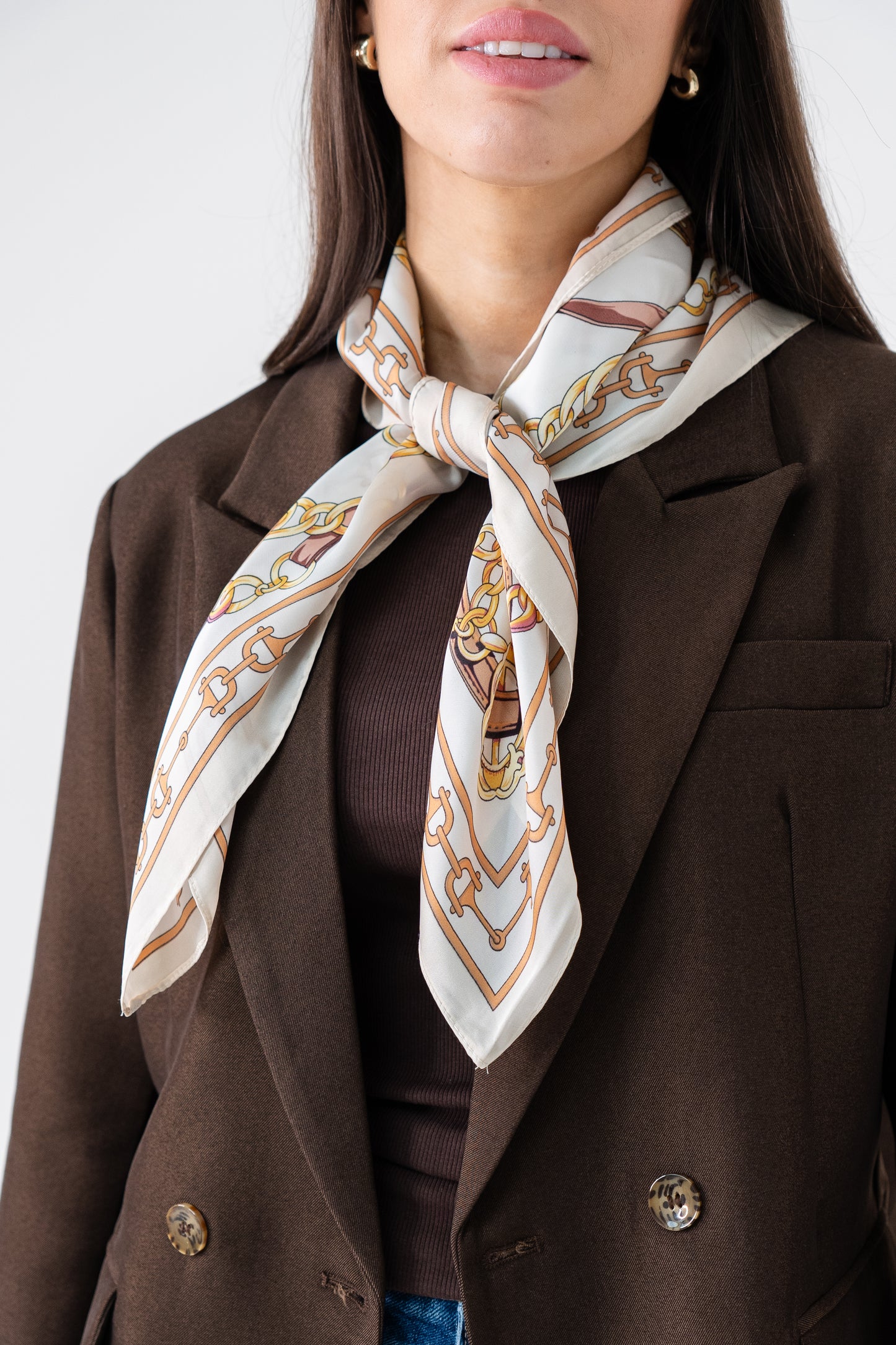 Orla Chain Print Neck Scarf In White Mix