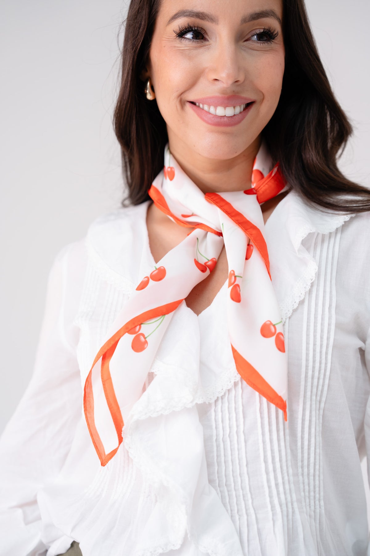 Orla Cherry Print Neck Scarf In Red