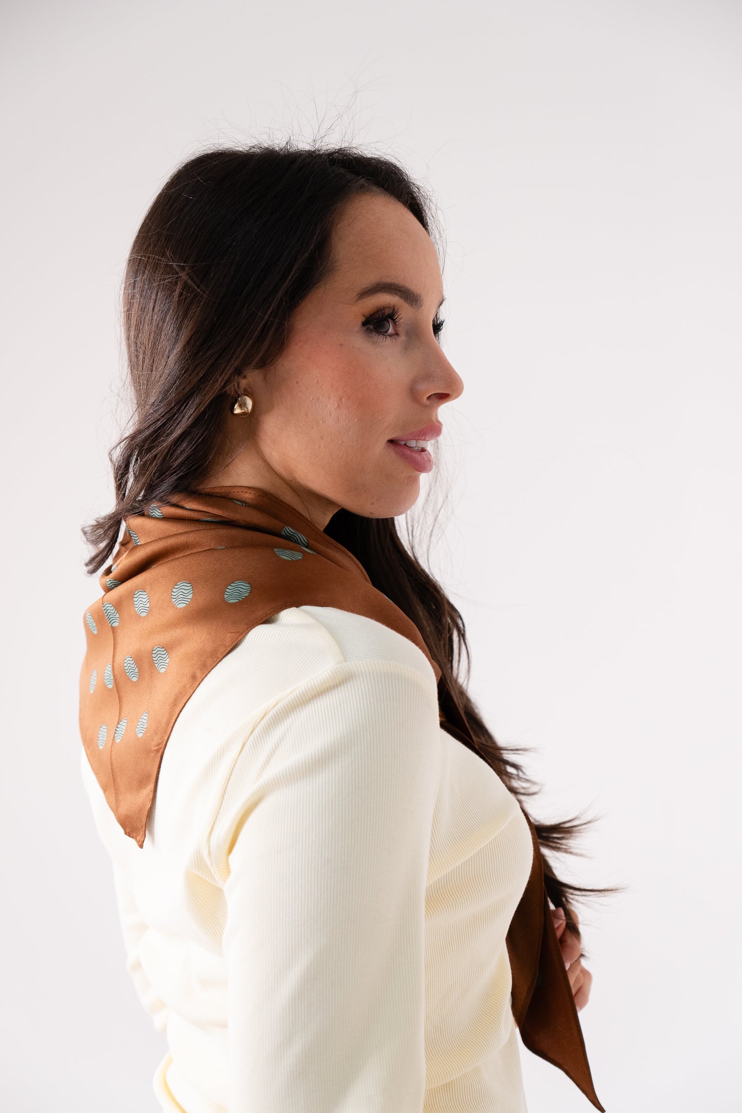 Orla Green Spotted Neck Scarf In Tan