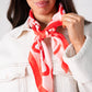 Orla Heart Print Neck Scarf In Pink & Red