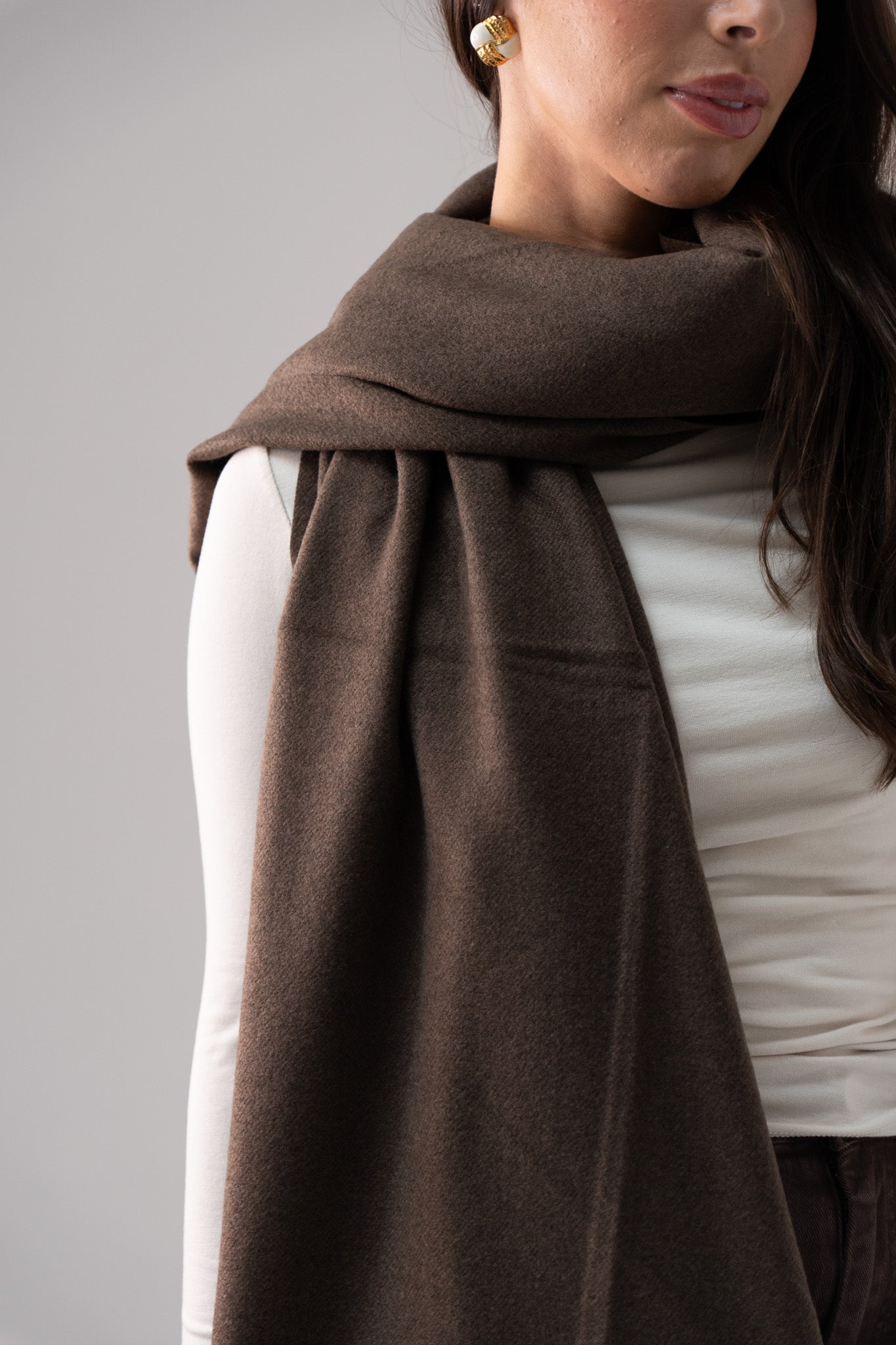 Orla Luxe Tassel Scarf In Coffee