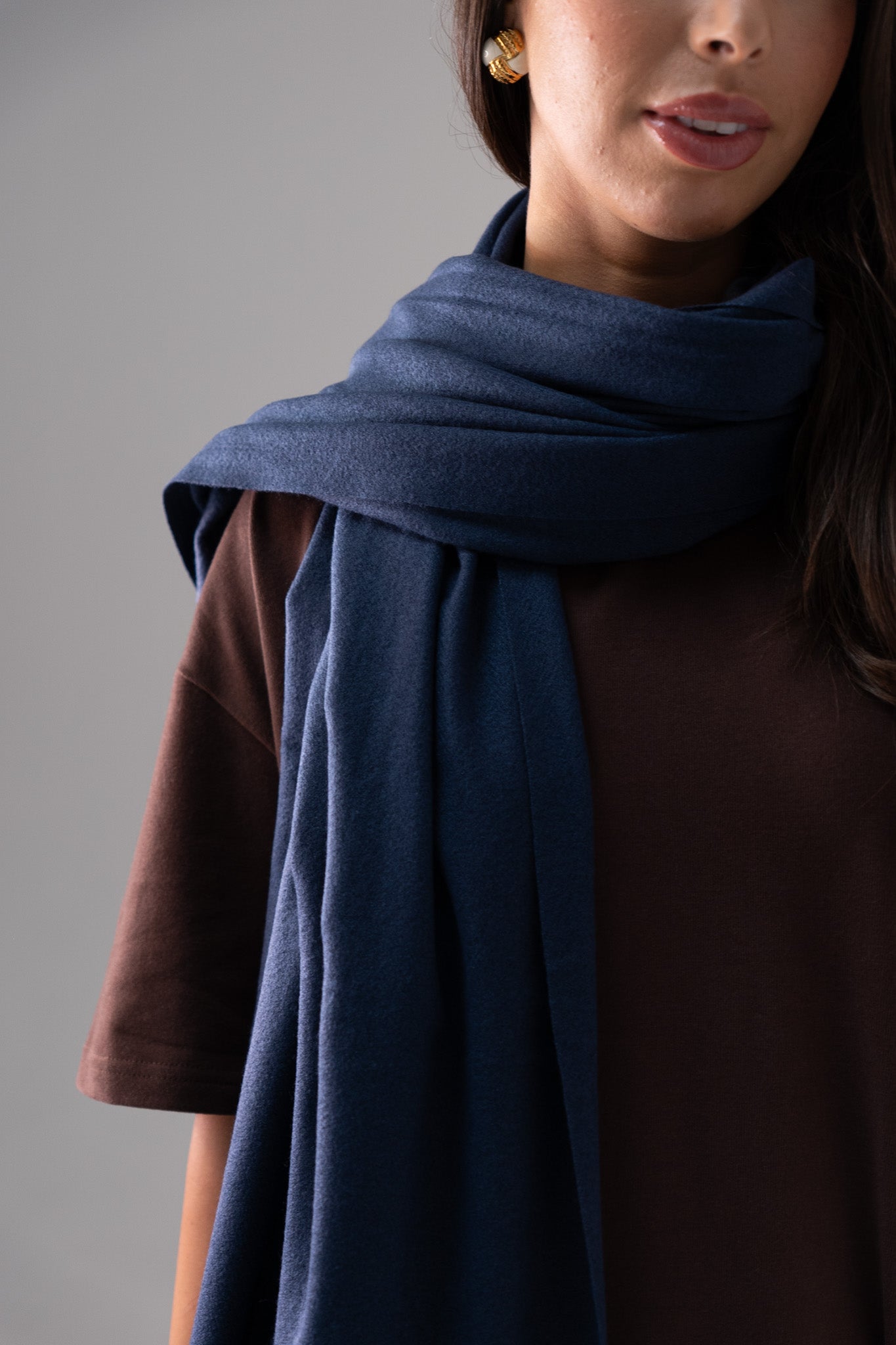 Orla Luxe Tassel Scarf In Dark Blue