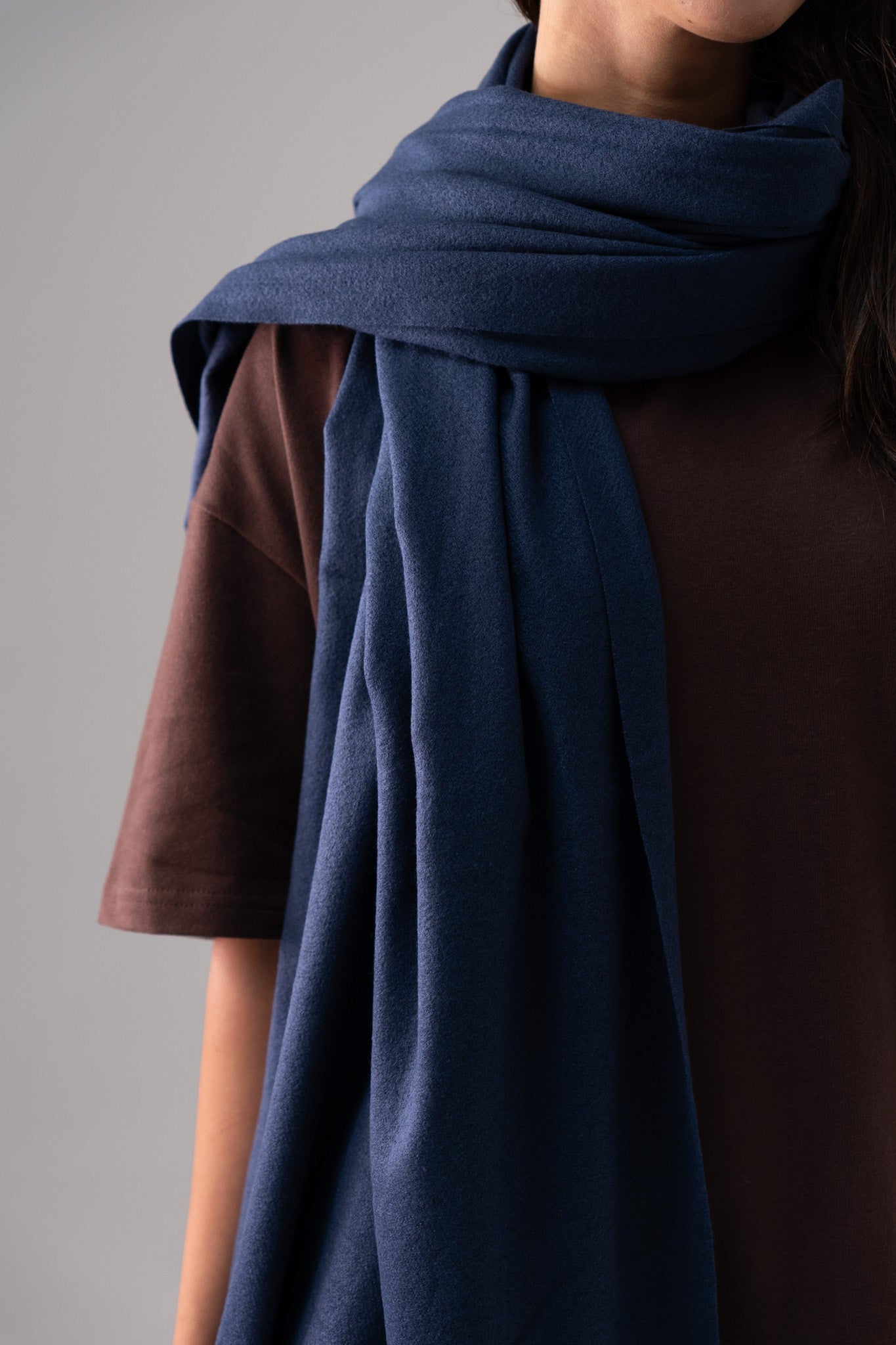 Orla Luxe Tassel Scarf In Dark Blue