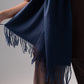 Orla Luxe Tassel Scarf In Dark Blue
