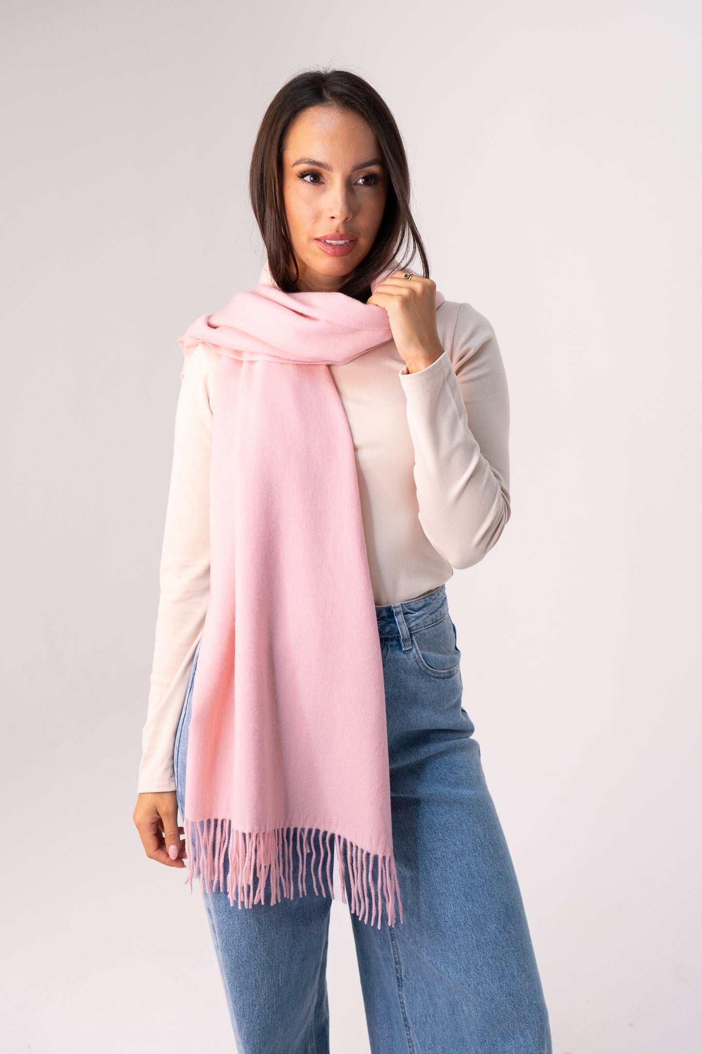 Orla Luxe Tassel Scarf In Pink