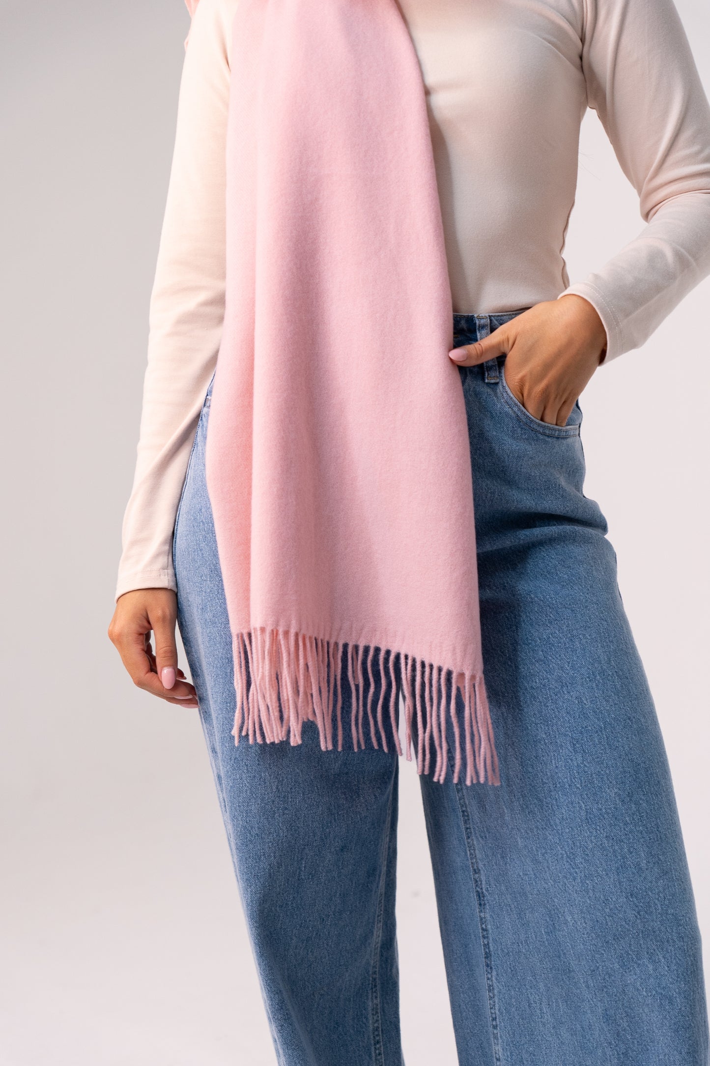 Orla Luxe Tassel Scarf In Pink