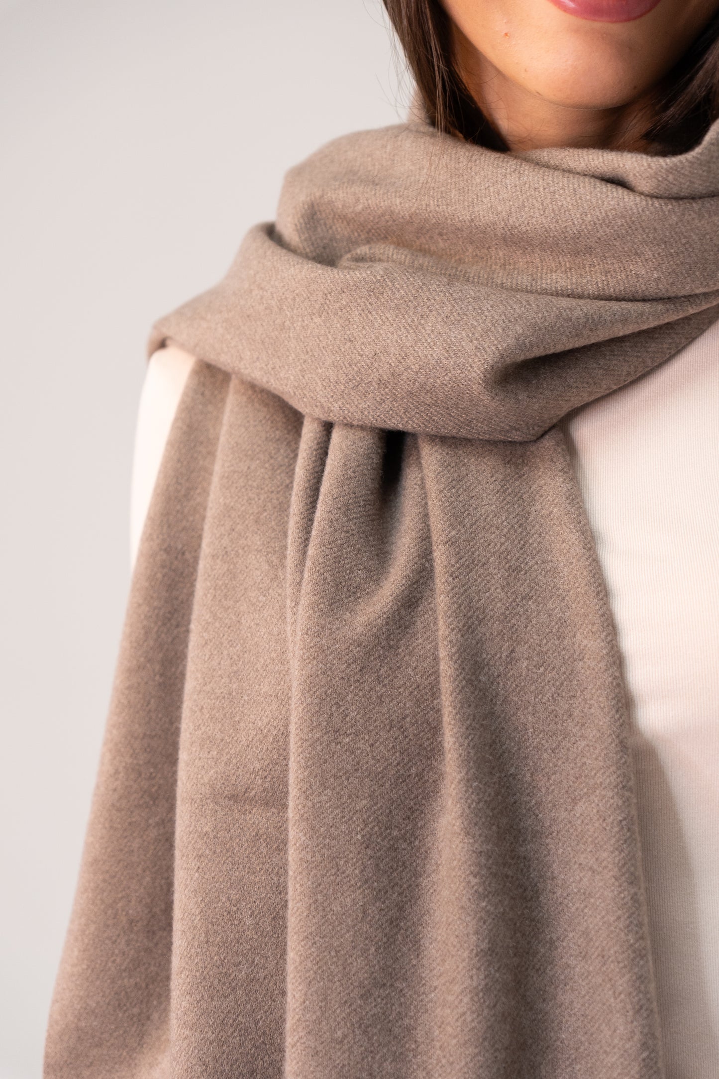 Orla Luxe Tassel Scarf In Taupe