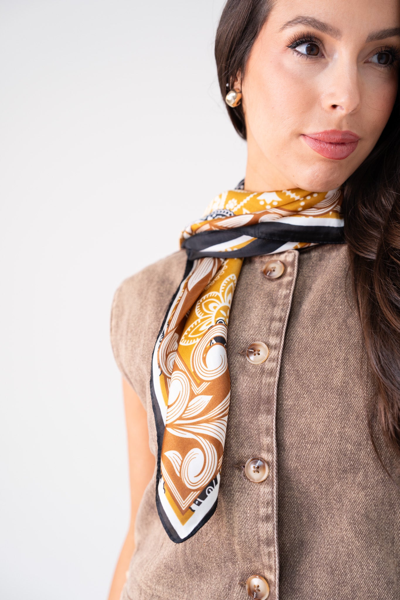 Orla Multi Print Neck Scarf In Taupe