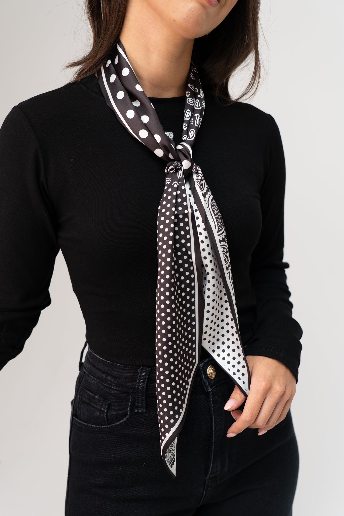 Orla Polka Dot Neck Scarf In Monochrome
