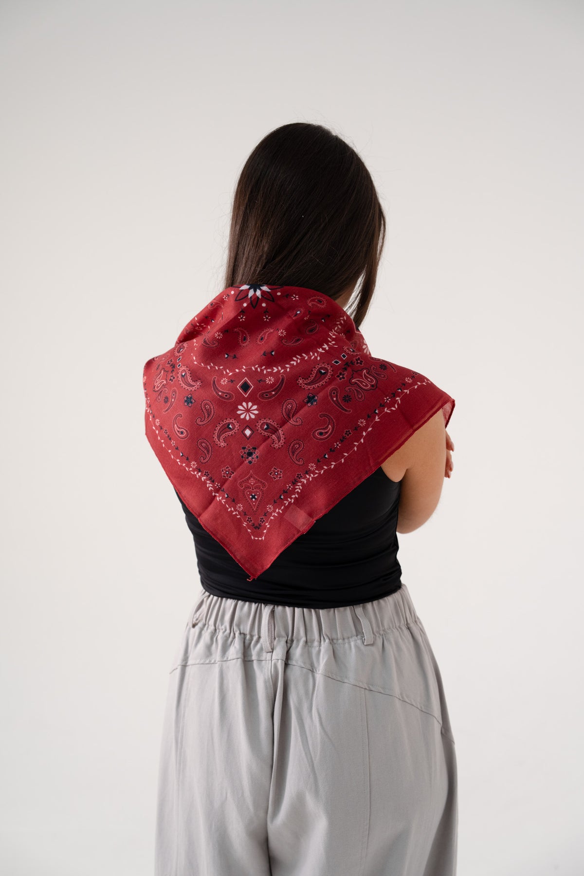 Orla Printed Cotton Scarf In Bordeaux Mix