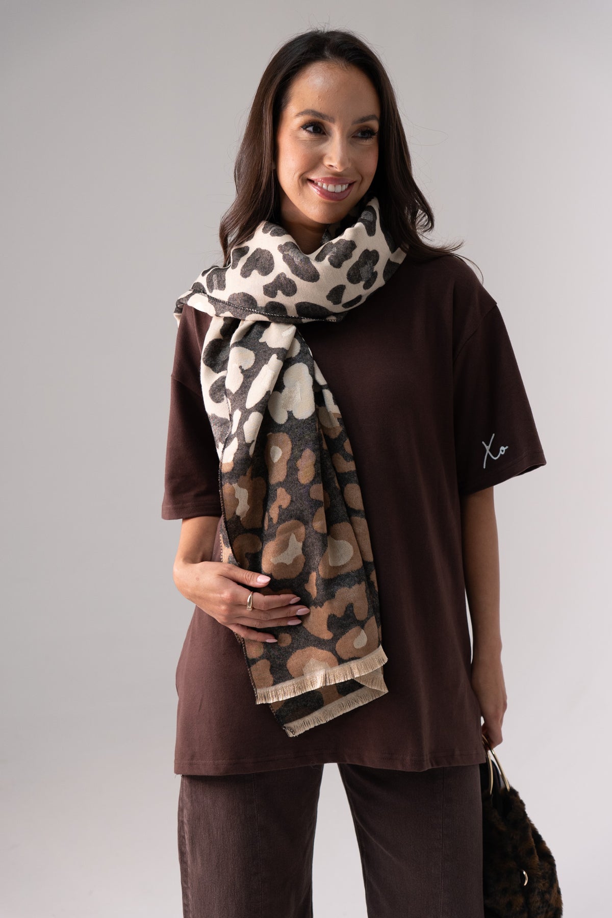 Orla Printed Wide Scarf In Leopard