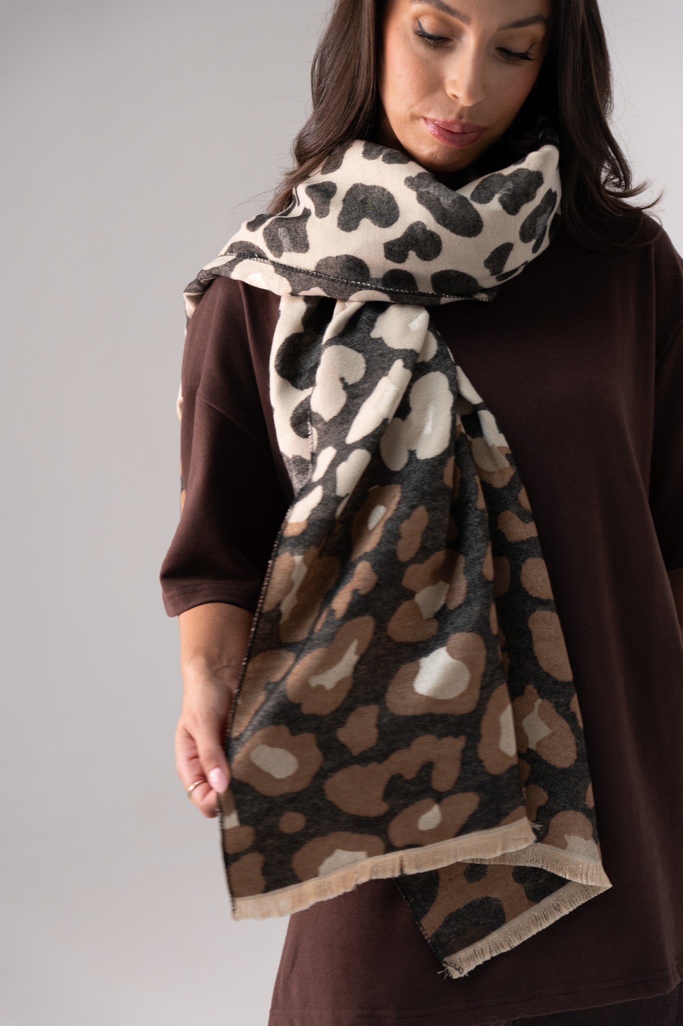 Orla Printed Wide Scarf In Leopard