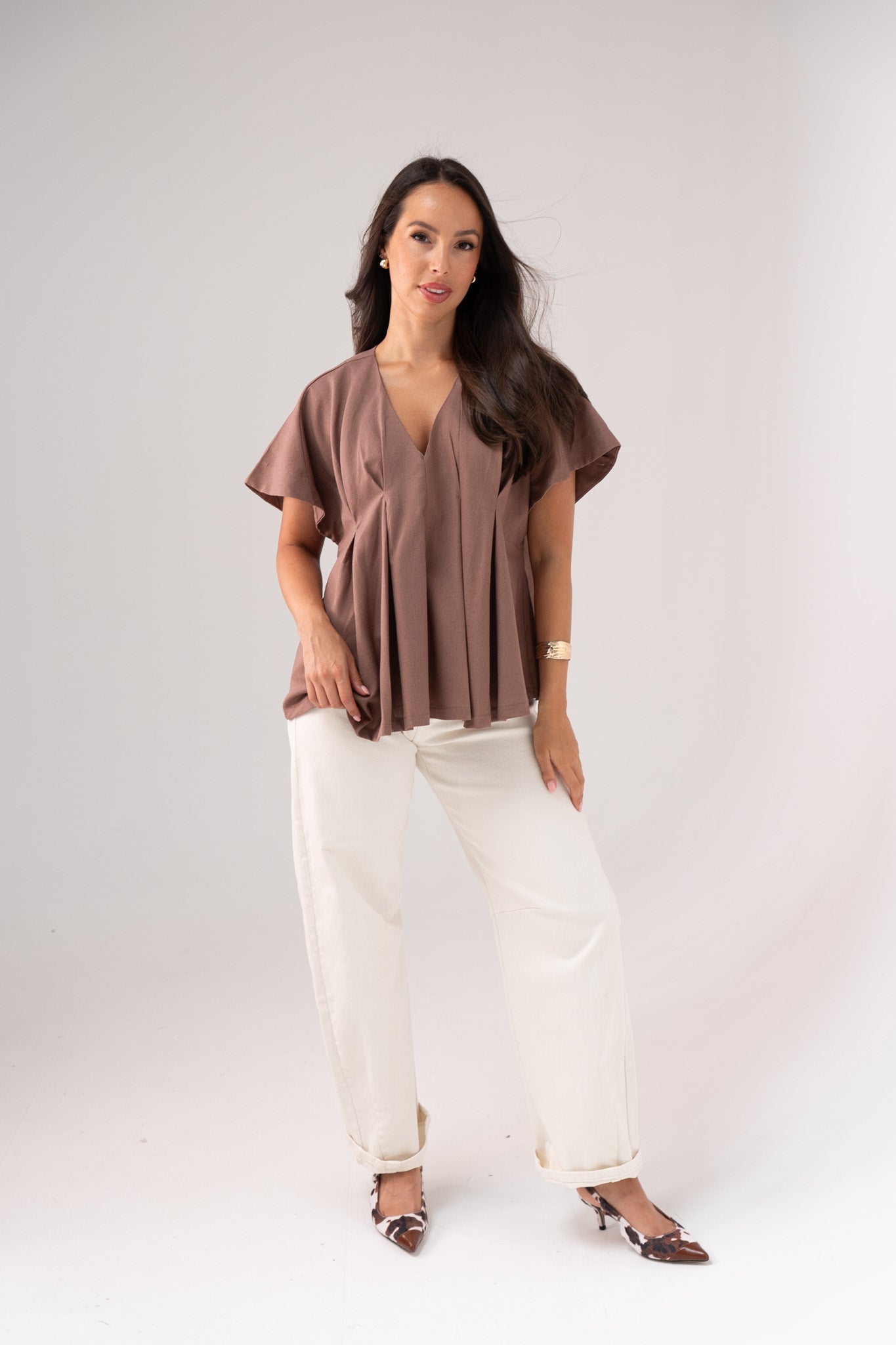 Paige Batwing Sleeve Top In Mocha