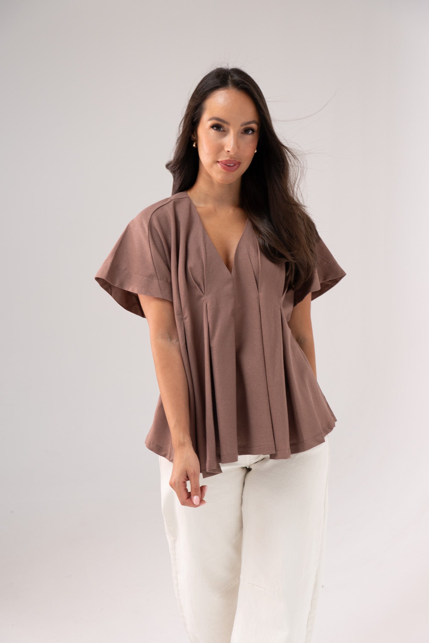 Paige Batwing Sleeve Top In Mocha