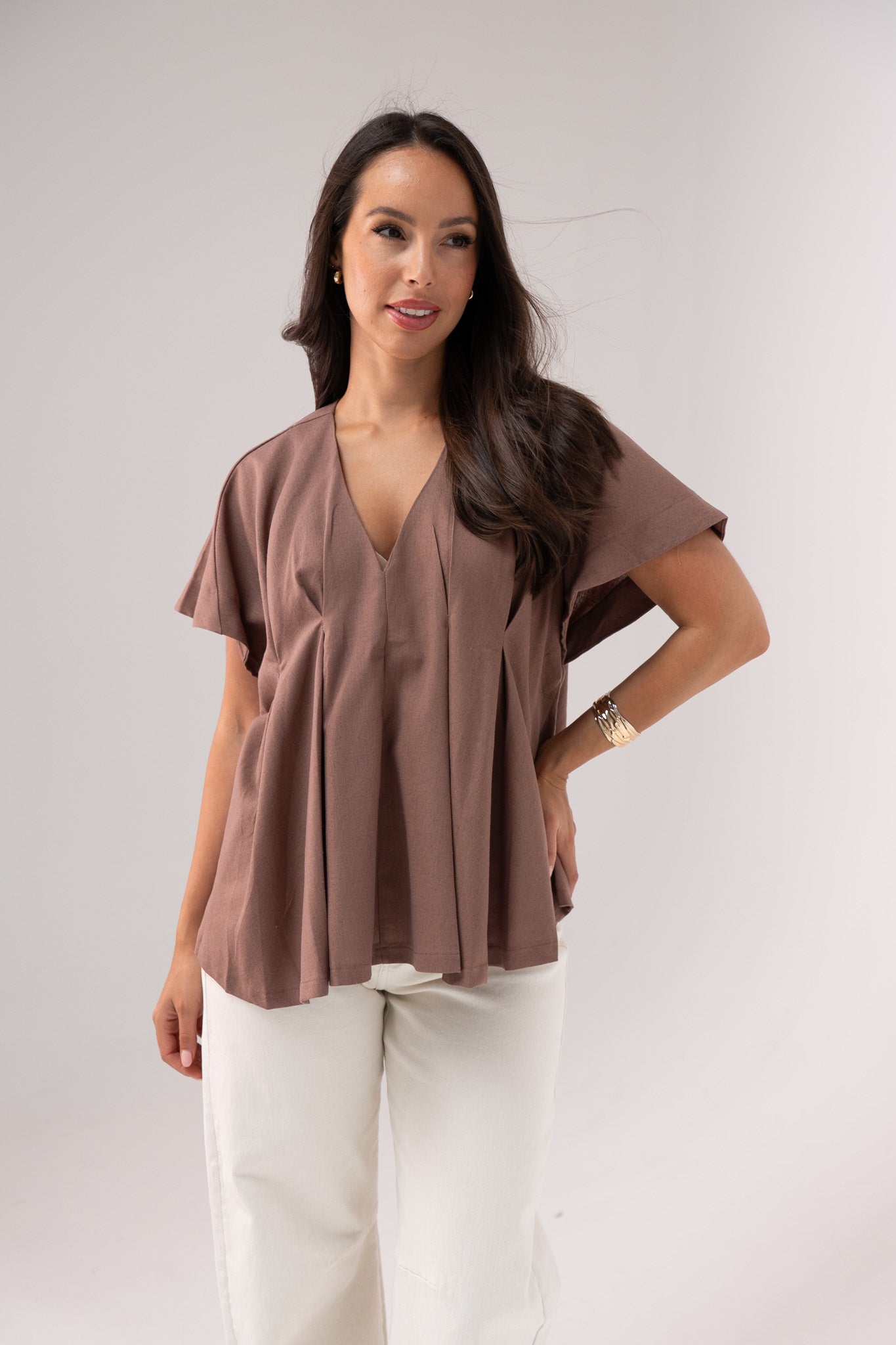 Paige Batwing Sleeve Top In Mocha