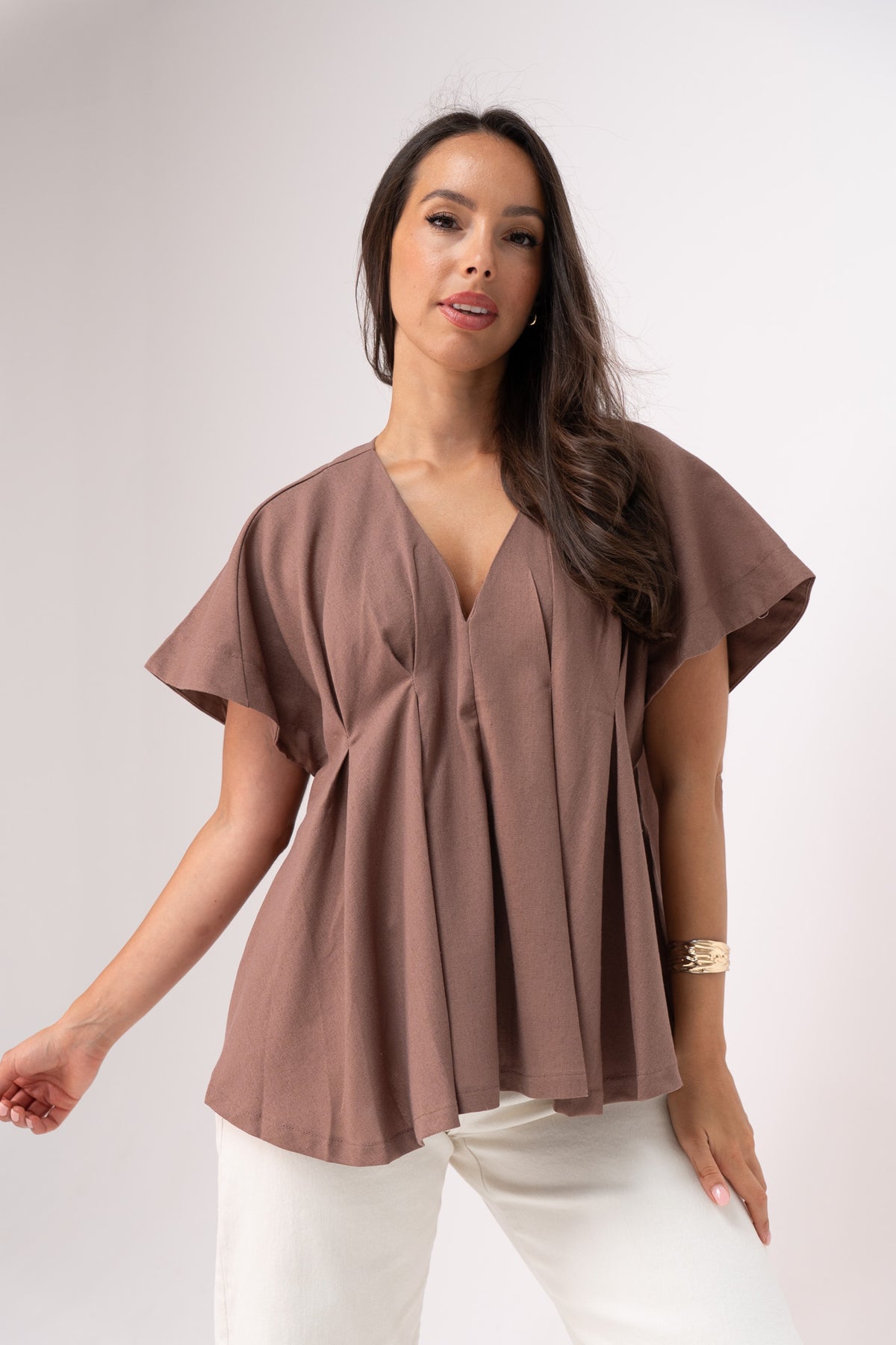 Paige Batwing Sleeve Top In Mocha