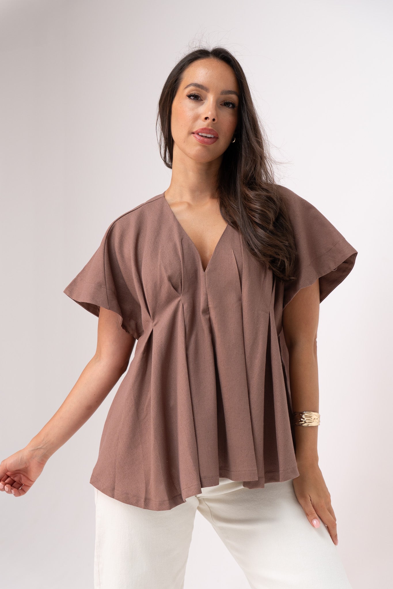 Paige Batwing Sleeve Top In Mocha